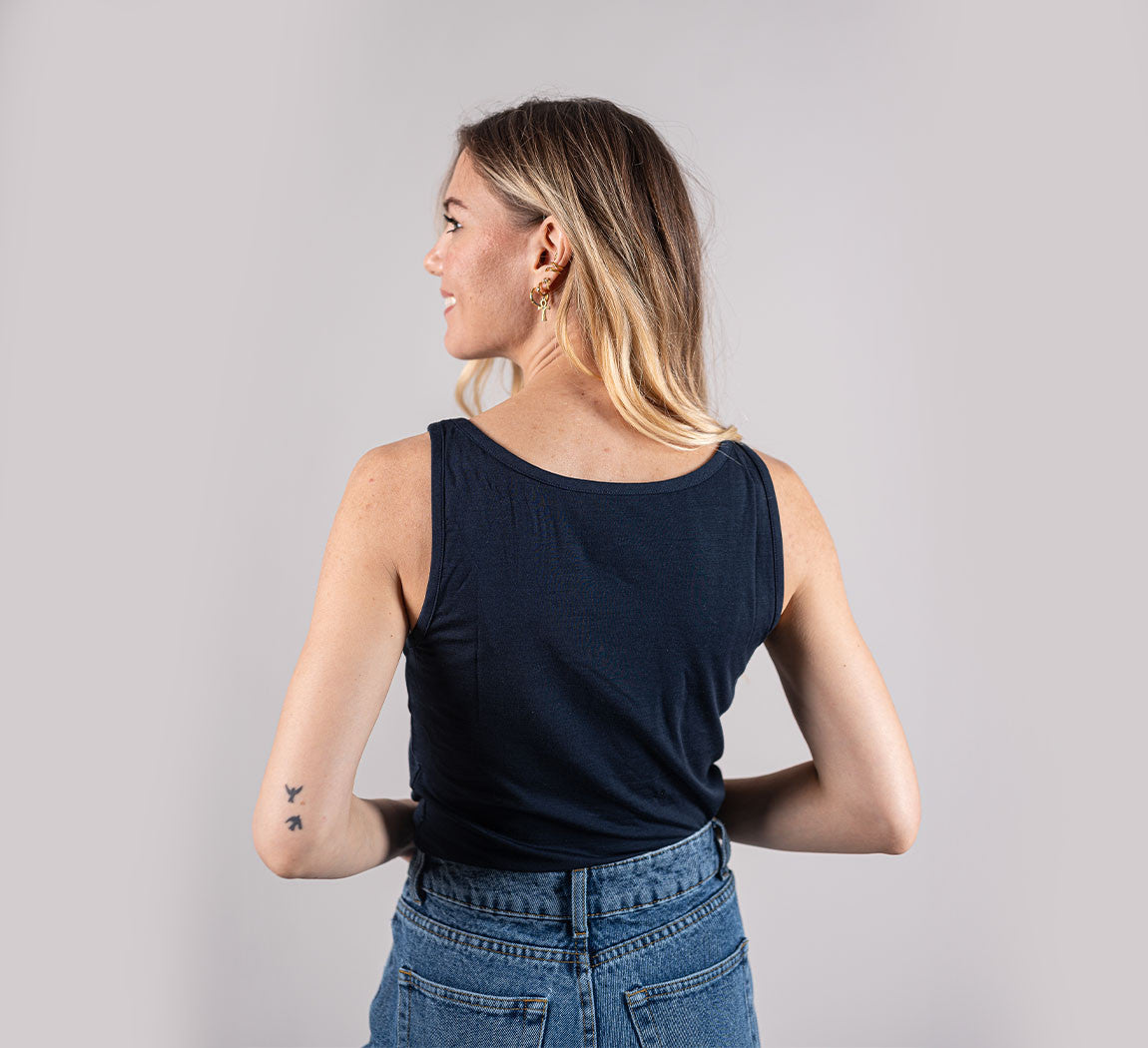 WOMAN MERINO TANK Bleu Chic 
