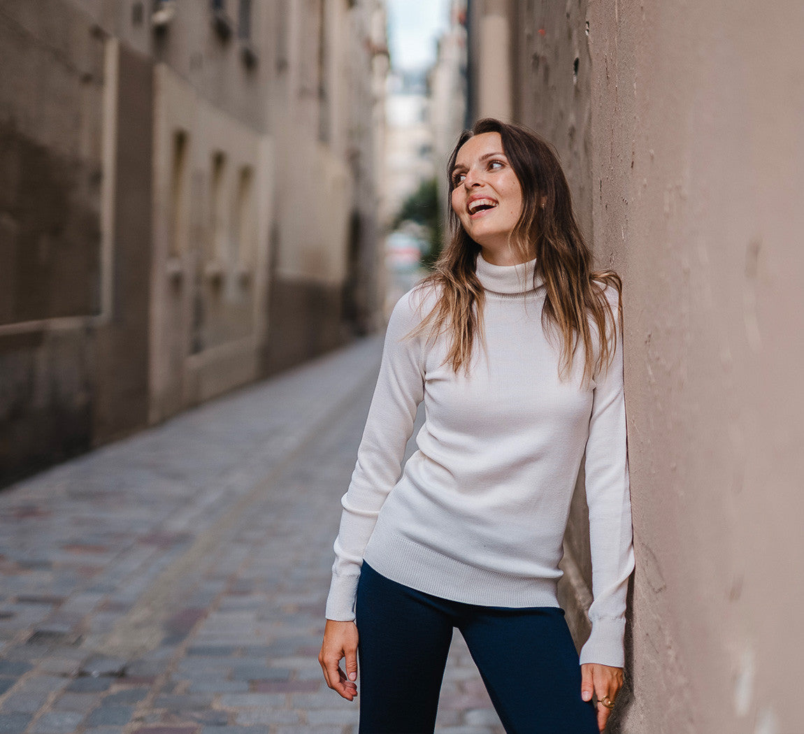 WOMAN MERINO TURTLENECK Blanc 