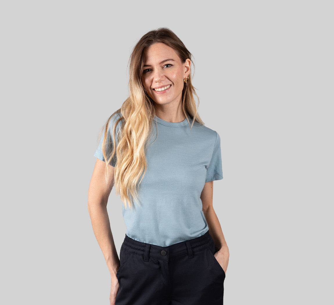 WOMAN PREMIUM MERINO T-SHIRT Bleu Ciel 